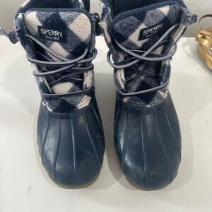 Sperry Kids' Blue and White Plaid Boots
